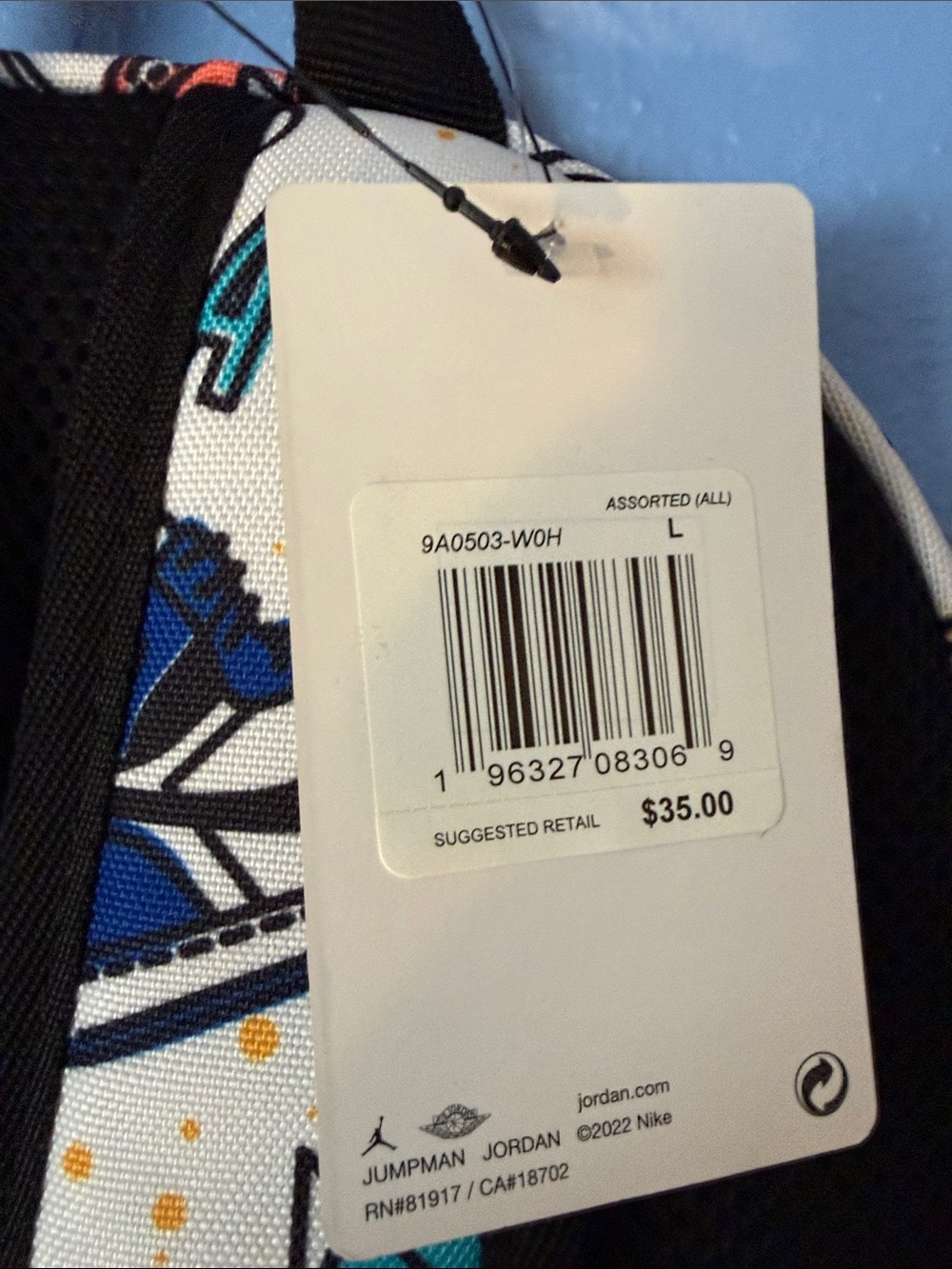 Jordan White Multi-Color Logo Print Backpack - Picture 3 of 6